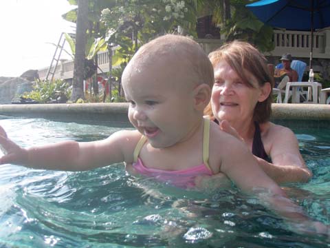 With Nana in the pool